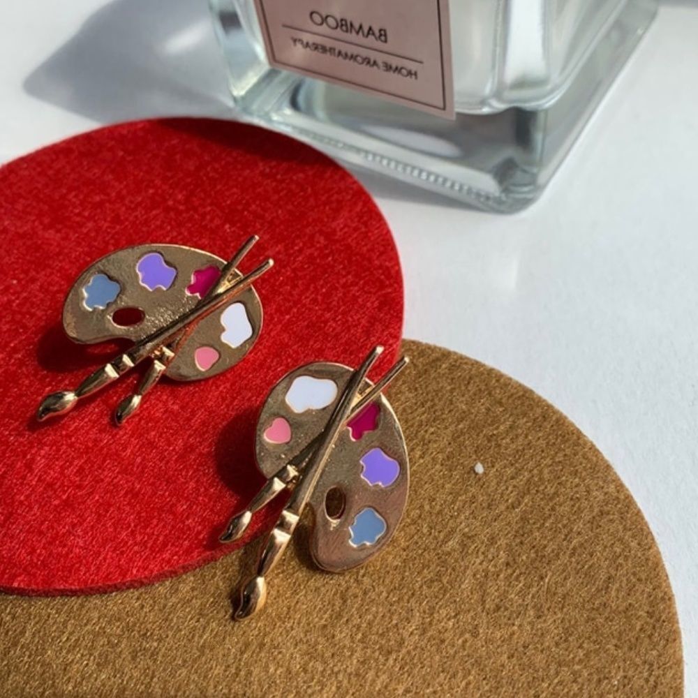Paintbrush & Palette Stud Earrings